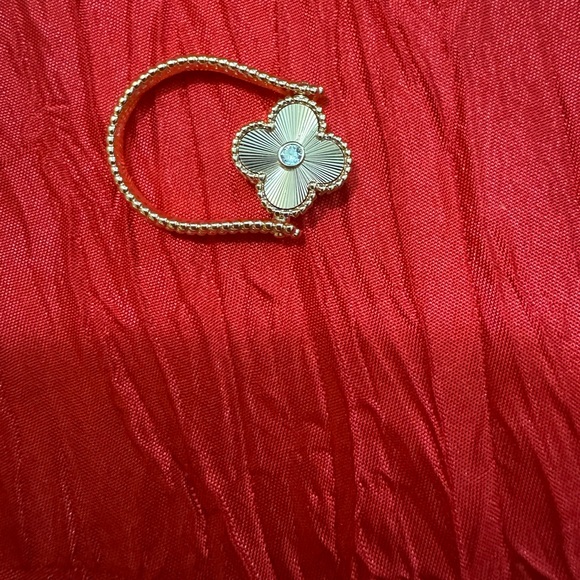 Clover carnelian two sided flip ring 925 silver 18k rose gold plated size 8 - Picture 5 of 12